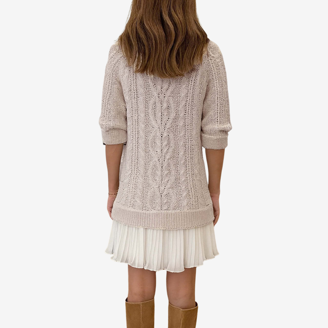 Cable Knit Sweater Dress, view 3 - Elena Harper