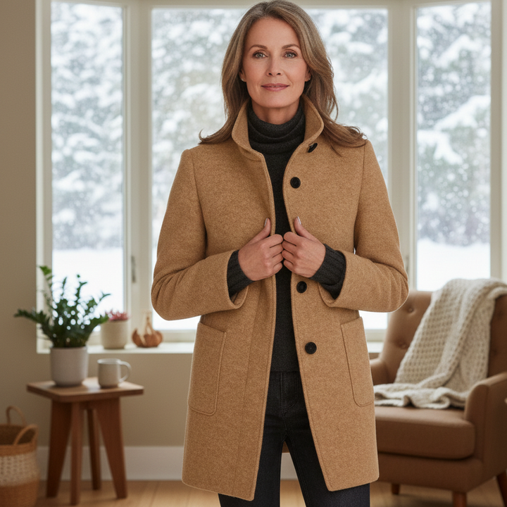 Anna Elegant WinterCoat with High Collar - Elena Harper