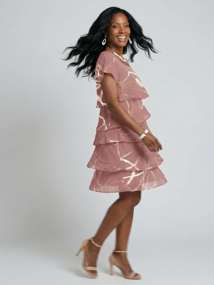 Women's Poised Abstract Flowing Knee Length Dress