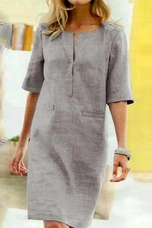 Alessandra Cotton and Linen Dress with Light Comfort - Elena Harper
