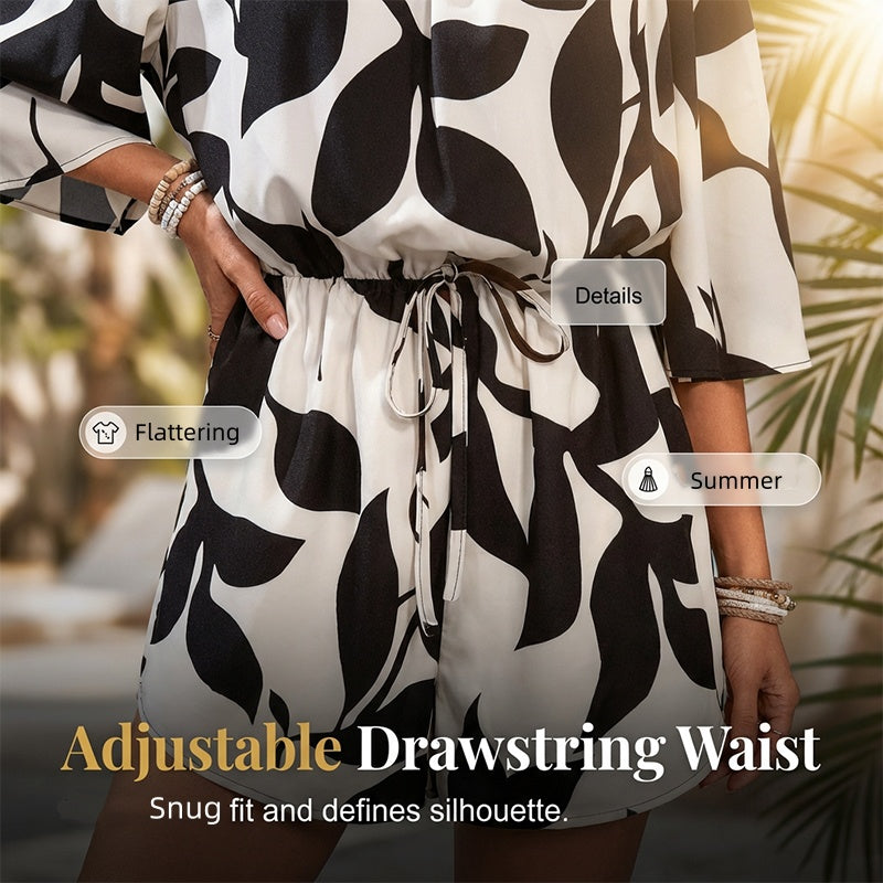 Women's Off-Shoulder Short Jumpsuit with Adjustable Waist
