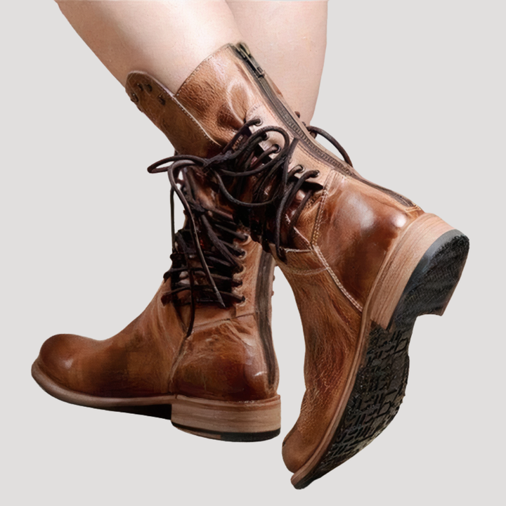 Women's Casual Lace-Up Ankle Boots with Low Heel