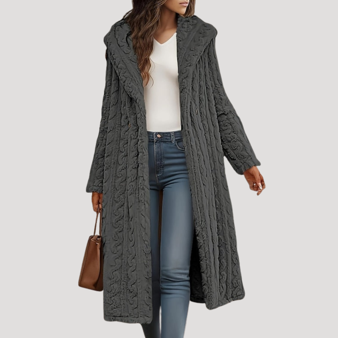 Women's Long Textured Hooded Coat