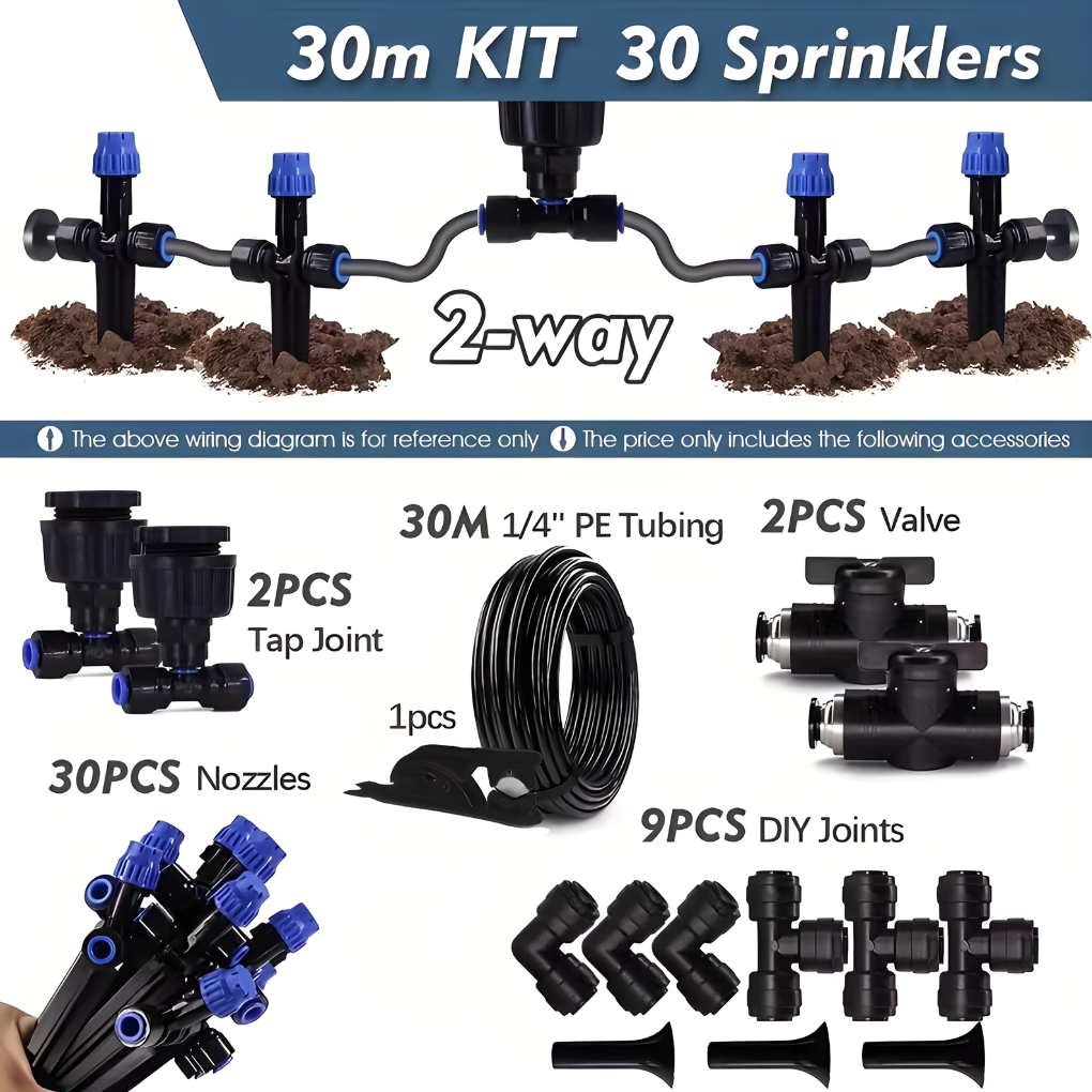 Garden Irrigation System Adjustable Drippers with Flexible Sprinklers