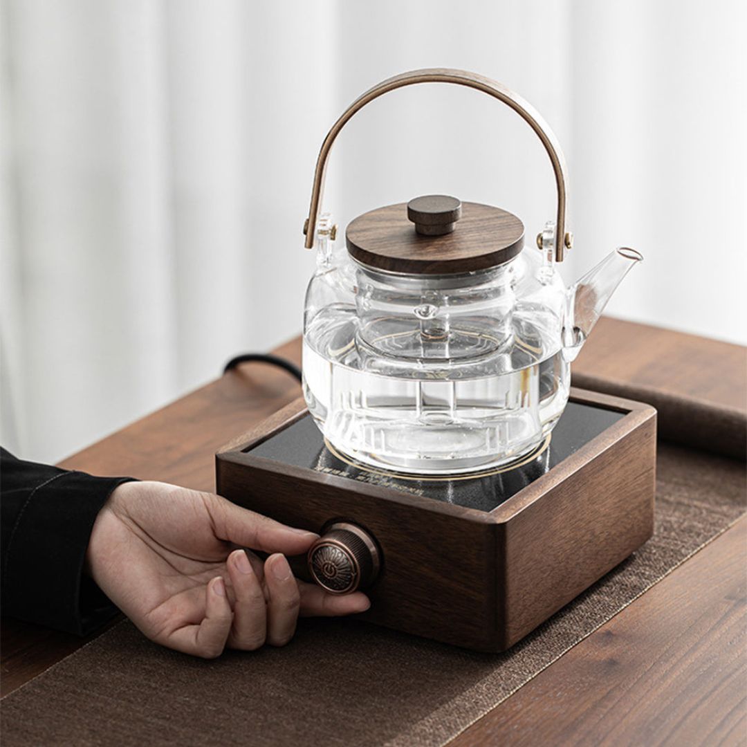 Electric Walnut Tea Warmer with Adjustable Temperature