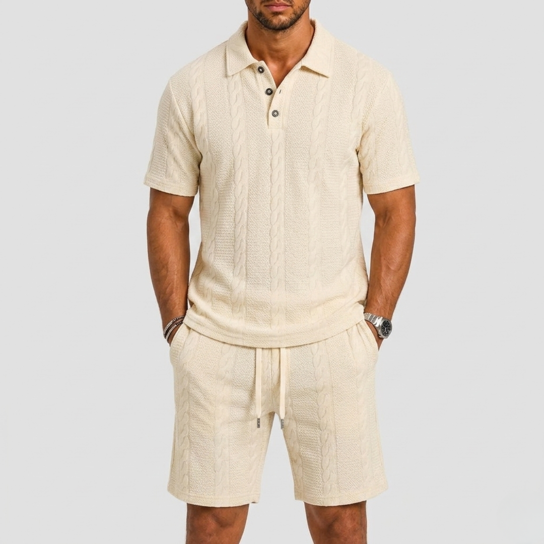 Short Sleeve Polo Set with Shorts for Men