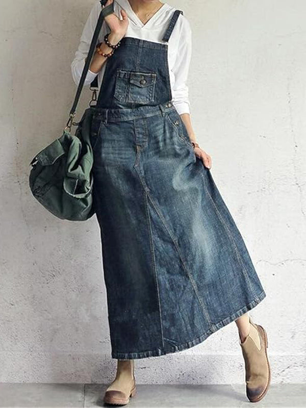 Casual Denim Dress with Back Slit