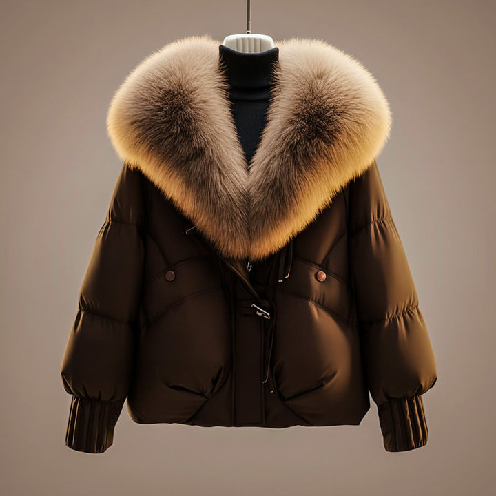 Emmeline Winter Coat with Plush Statement Collar for Women - Elena Harper
