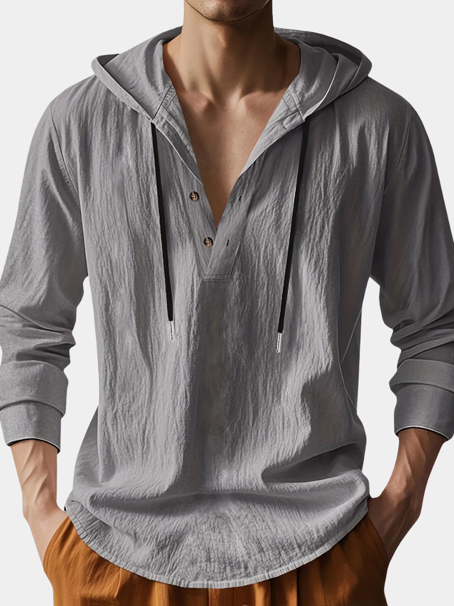 Luxury Linen Hooded Shirt - Elena Harper