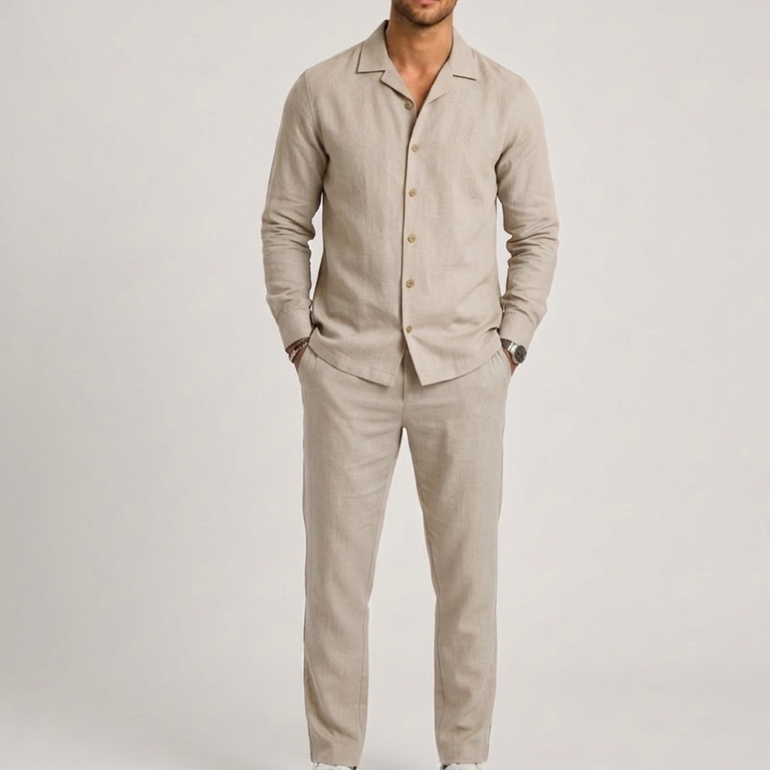 Long Sleeve Top with Pants Set for Men