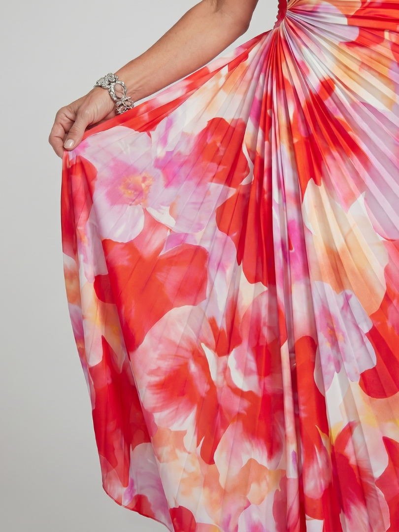 Taya One Shoulder Pleated Bodice Midi Dress - Elena Harper