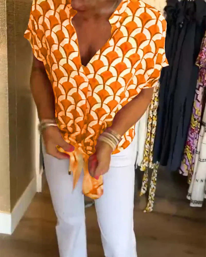 Elegant Printed Blouse Solveig, view 9 - Elena Harper