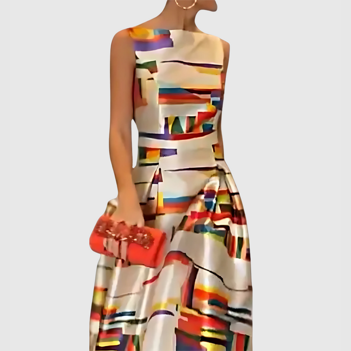 Ashlynn Chic O-Neck Pleated Sleeveless Evening Dress - Elena Harper