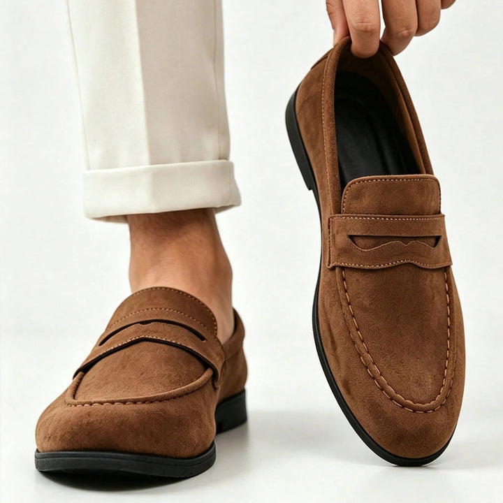 Suede Penny Loafers for Men - Elena Harper