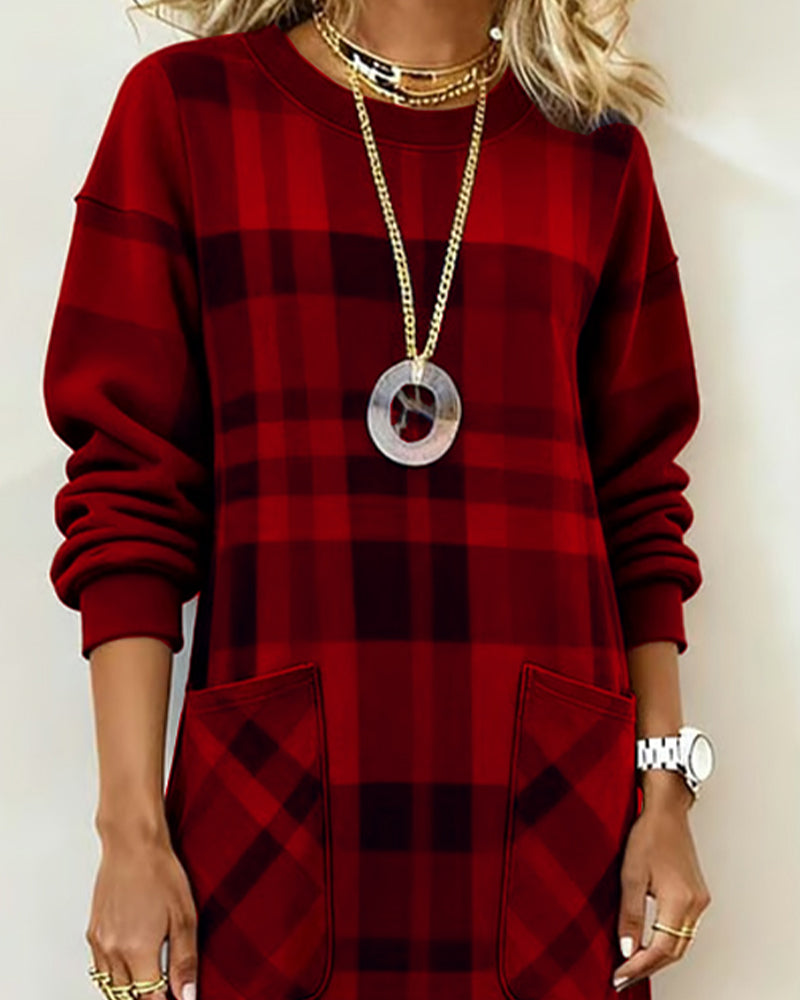 Kathrine Elegant Plaid Dress - Elena Harper