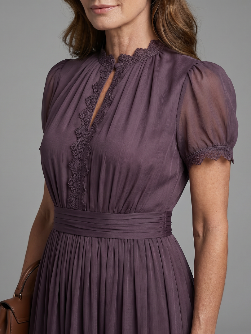 Elia Gathered Waist Keyhole Maxi Dress - Elena Harper