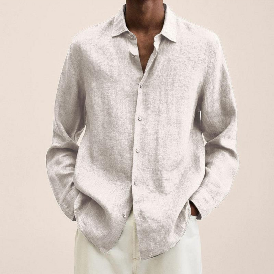 Men's Long-Sleeve Button-Up Shirt - Versatile & Stylish