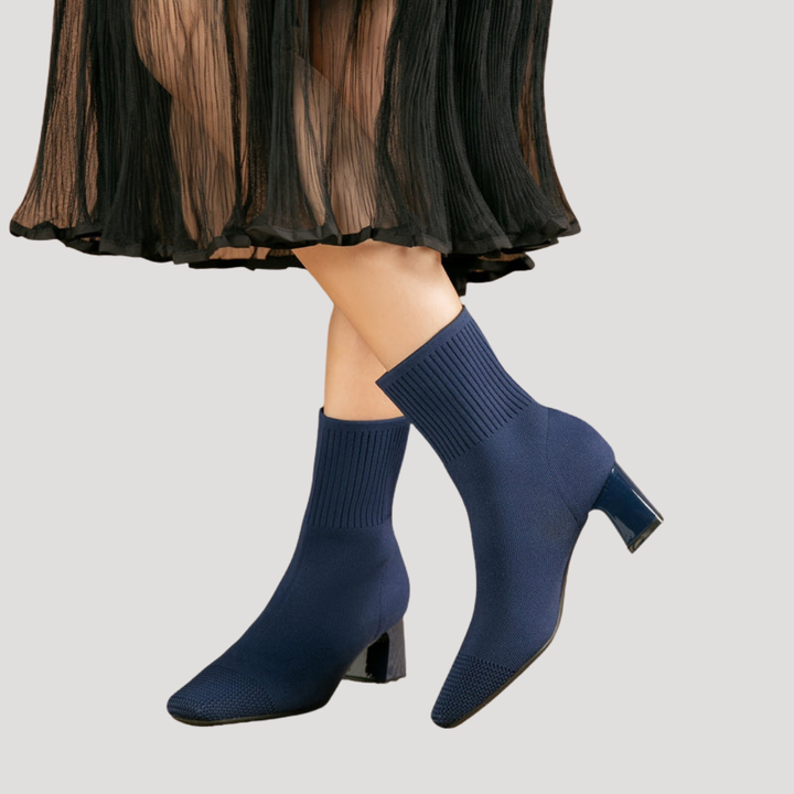 Women's Knit Ankle Boots with Block Heel