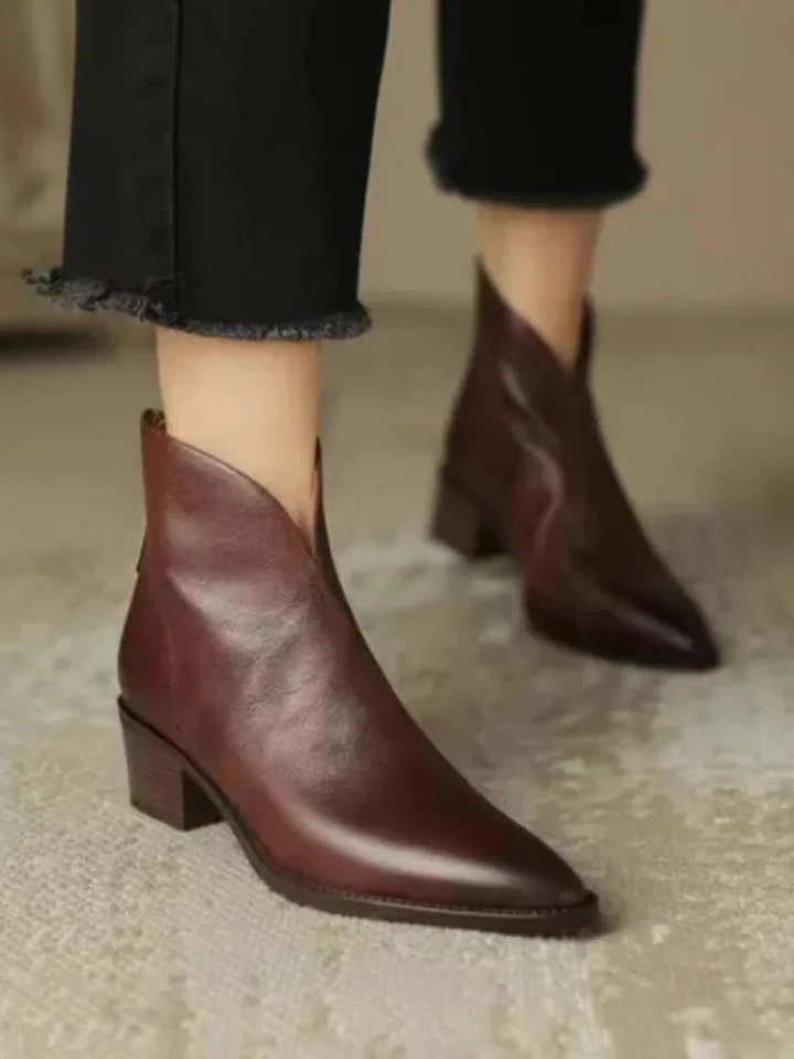 Camille Low Heel Ankle Boots - Elena Harper