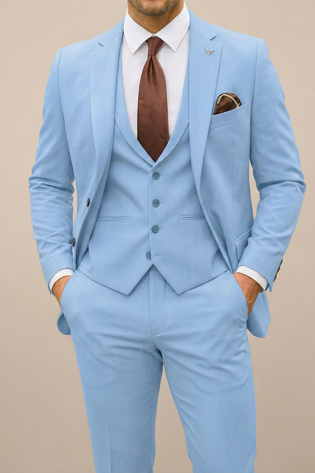 Elias Men's Winter Modern Three-Piece Suit Set, view 2 - Elena Harper