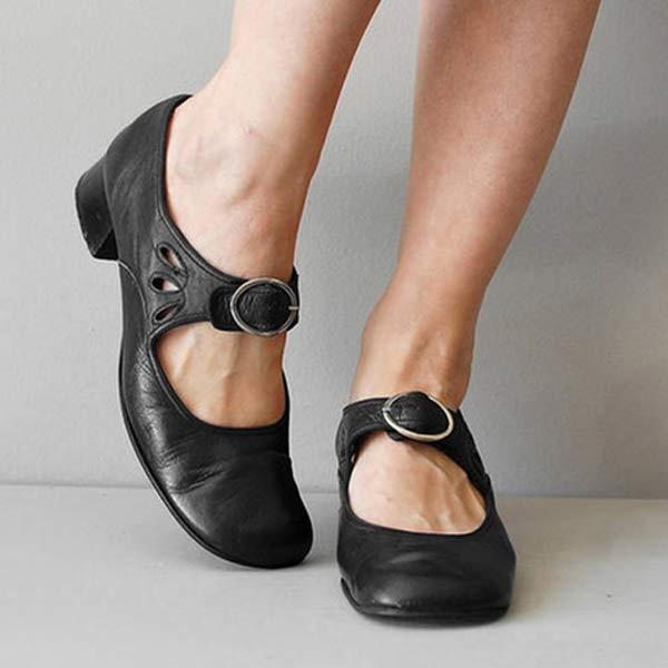 Beatrice Leather Wedge Sandals with Orthopedic Buckle, view 2 - Elena Harper