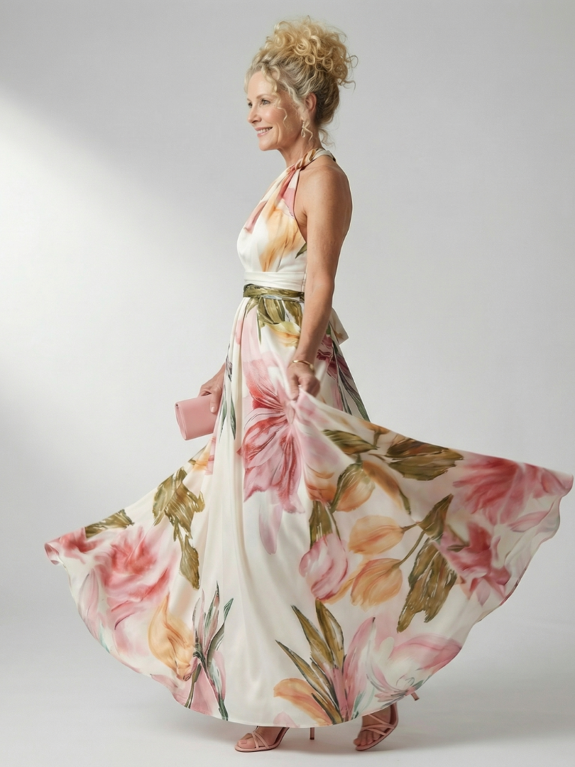 Amiel Lightweight Floral Maxi Dress American Cut Sleeveless - Elena Harper