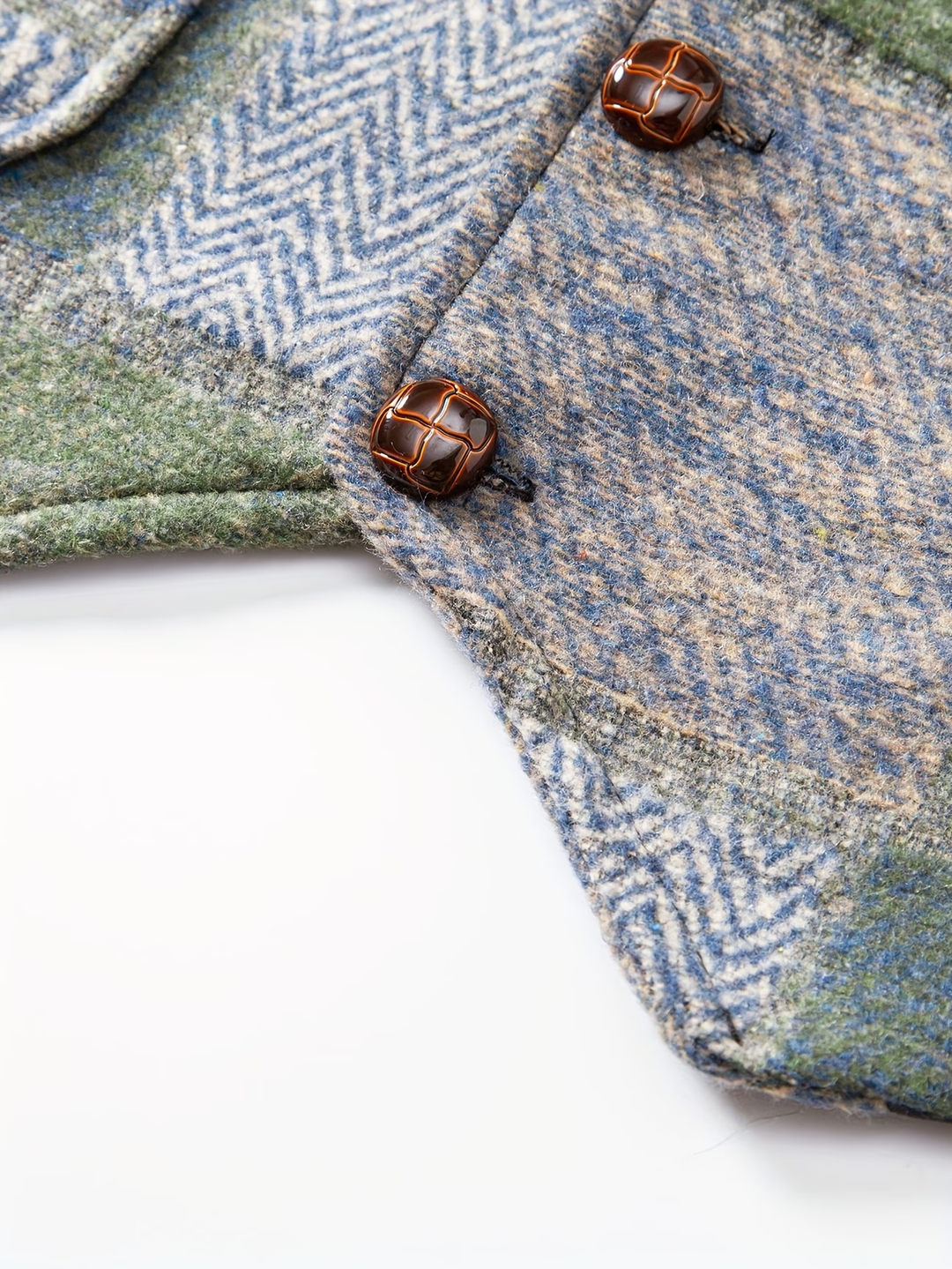 Leo Patchwork Tweed Waistcoat with Herringbone Pattern - Elena Harper