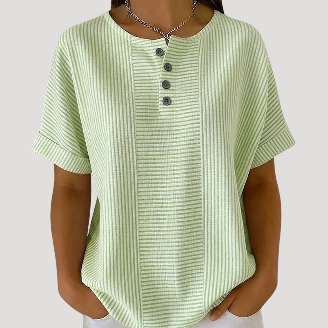 Women's Striped Button-Up Blouse