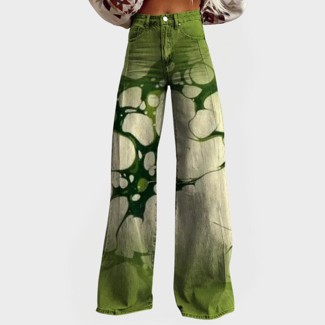 Comfortable Artistic Jeans with Wide Legs - Elena Harper