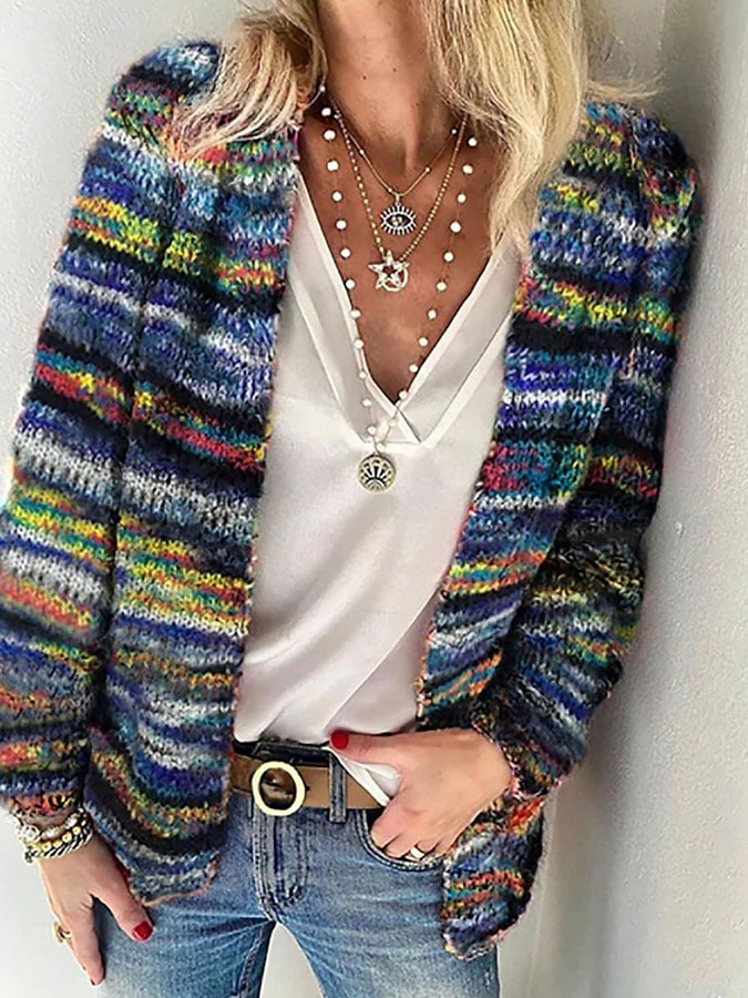 Colorful Striped Cardigan for Women