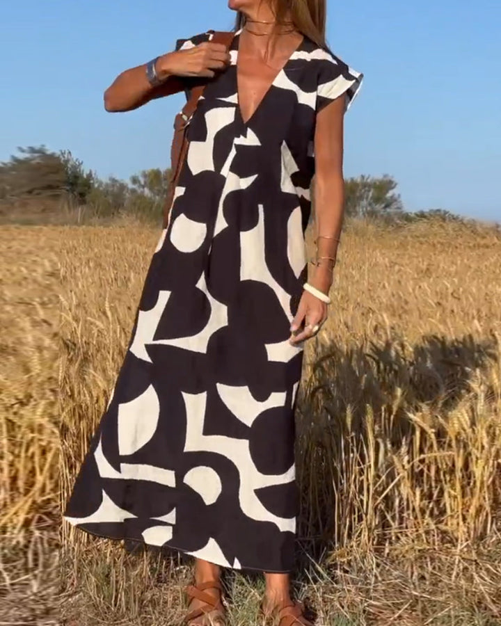 SITA Dress with print and V-neckline - Elena Harper