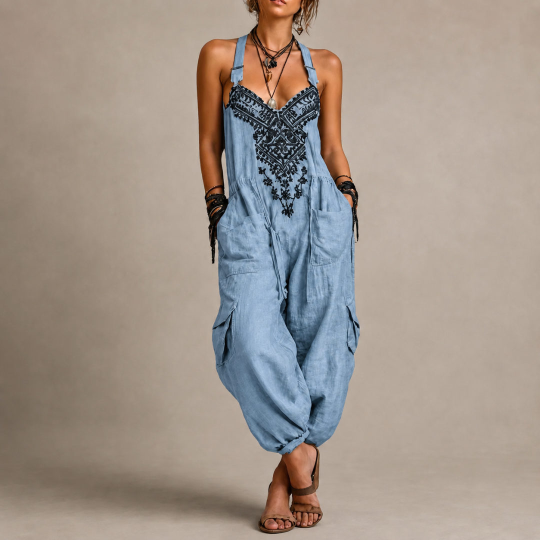 Astrid Bohemian Embroidered Jumpsuit - Elena Harper