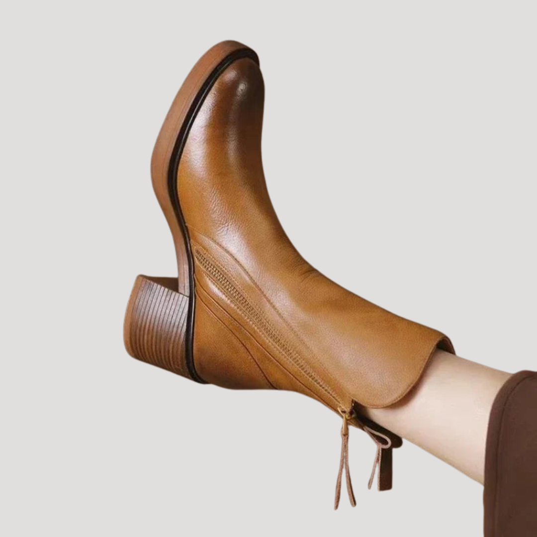 Women’s Block Heel Side Zip Ankle Boots