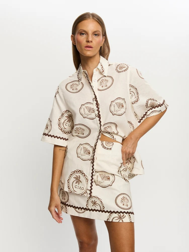 Refined Linen Shirt & Skirt