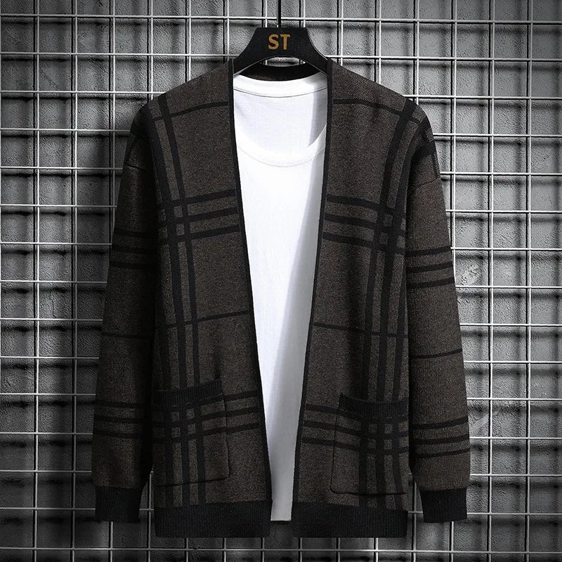 ELENA HARPER™  |  CHECKED KNIT CARDIGAN FOR MEN