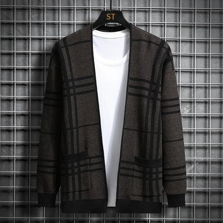 ELENA HARPER™  |  CHECKED KNIT CARDIGAN FOR MEN