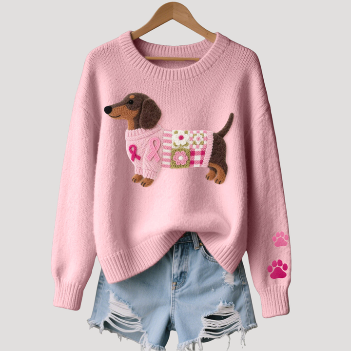 Women's Knit Sweater with Dachshund Pattern