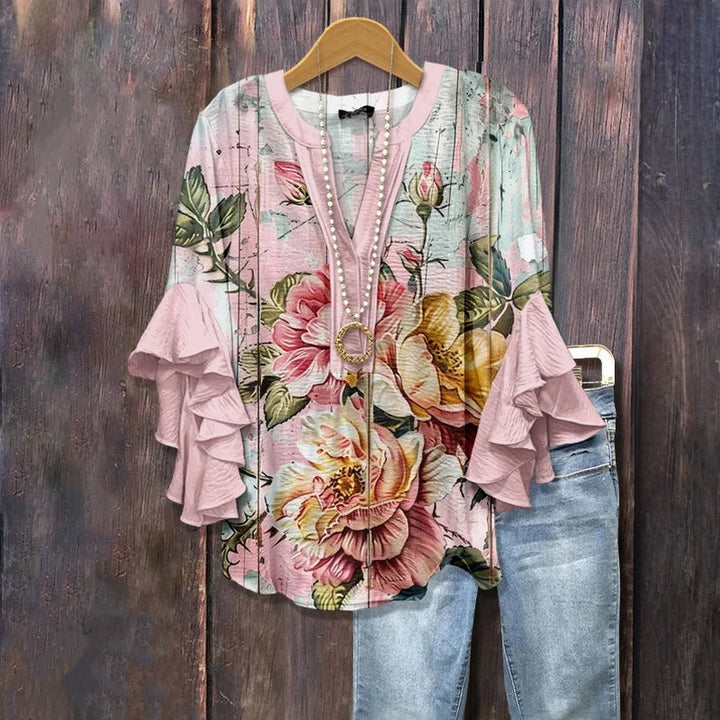 Vintage Floral Print Blouse