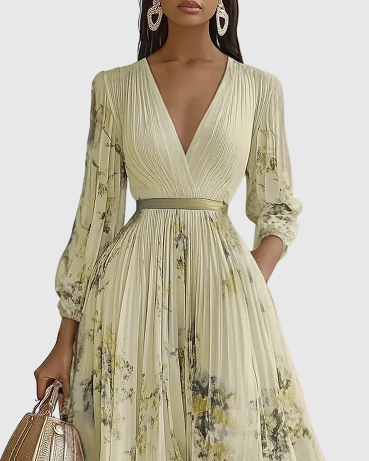 Rowella Elegant Pleated Maxi Dress - Elena Harper