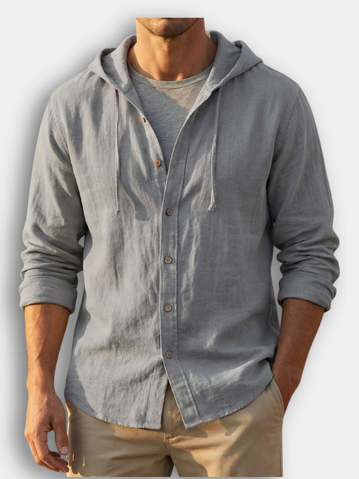 ELENA HARPER™  |  LINEN HOODED SHIRT FOR MEN