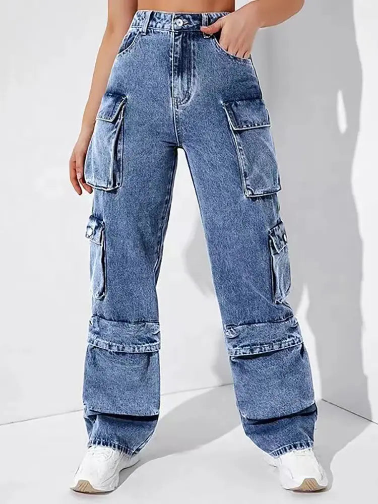 High-Waisted Denim Cargo - Elena Harper