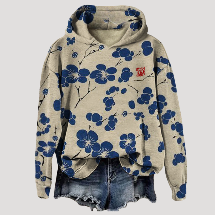 Women's Hooded Sweatshirt with Floral Print