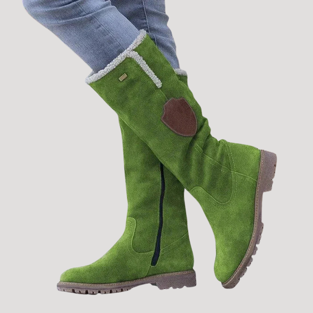 Women's Winter Knee-High Flat Boots with Side Zip