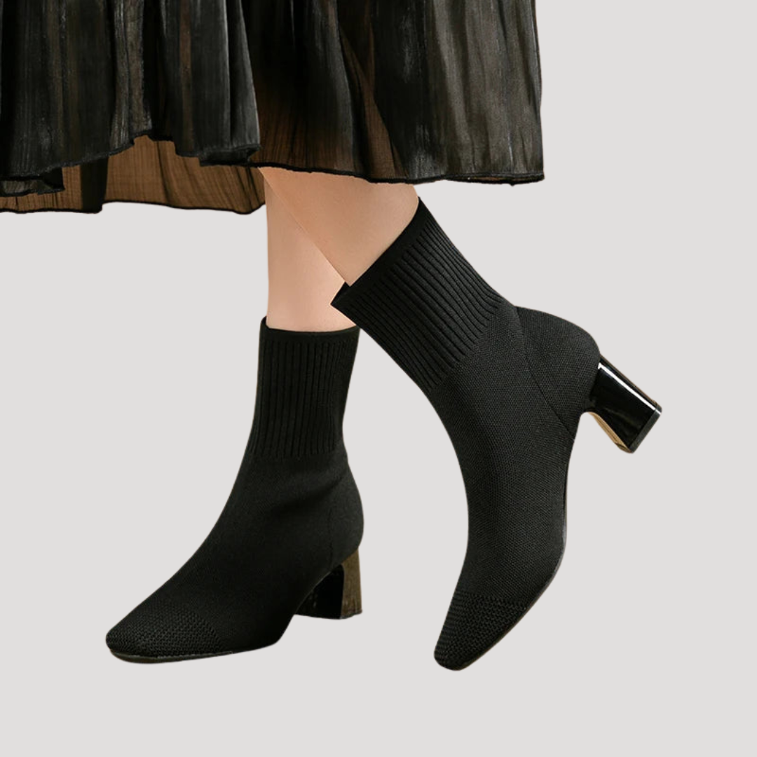 Women's Pointed Toe Ankle Boots with Square Heel