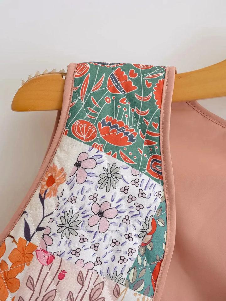 Patchwork Flower Print Waistcoat, view 6 - Elena Harper