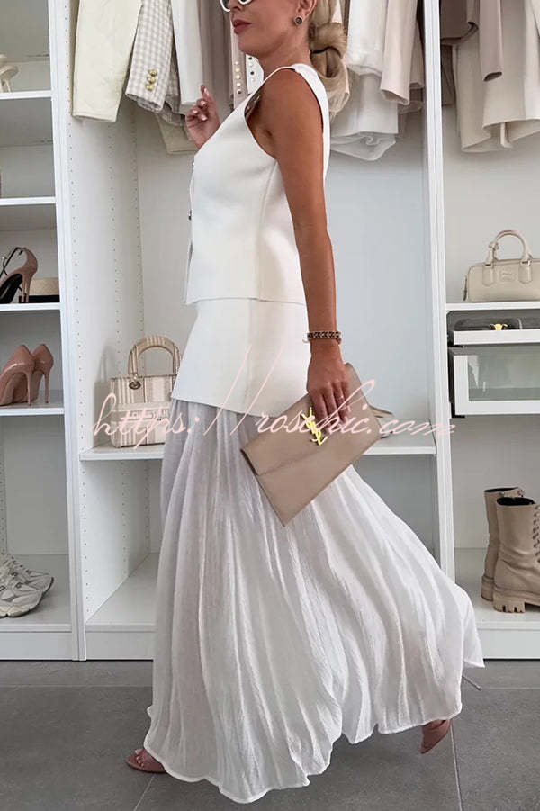 Stylish and Elegant Knit Gold Buttons V-neck Loose Vest