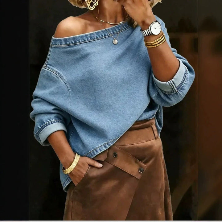 Women's Long Sleeve Denim Shirt - Casual and Versatile