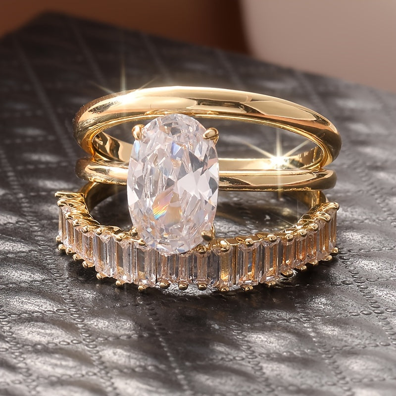 Elegant Vintage Sparkling Zirconia Stacked Rings Set - Elena Harper