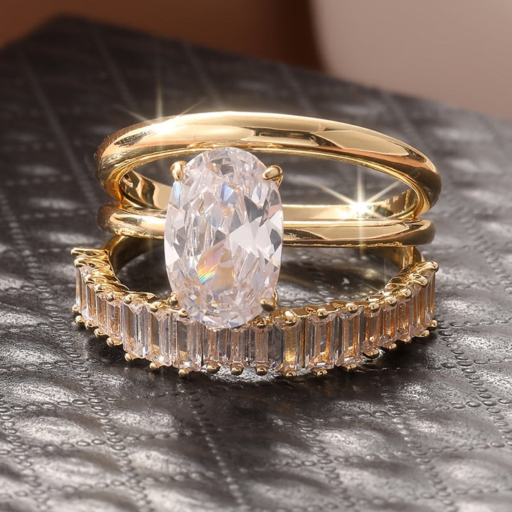 Elegant Vintage Sparkling Zirconia Stacked Rings Set - Elena Harper
