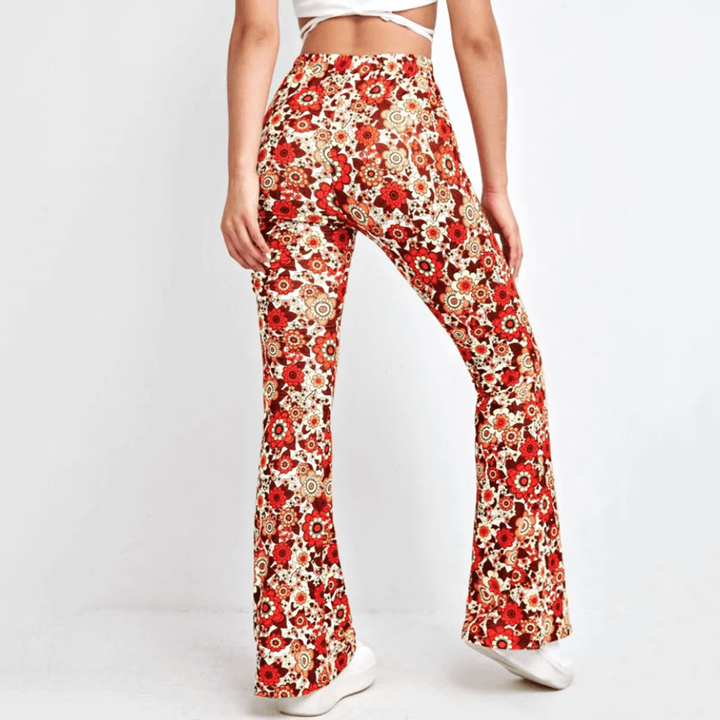 High-Waisted Floral Flared Trousers